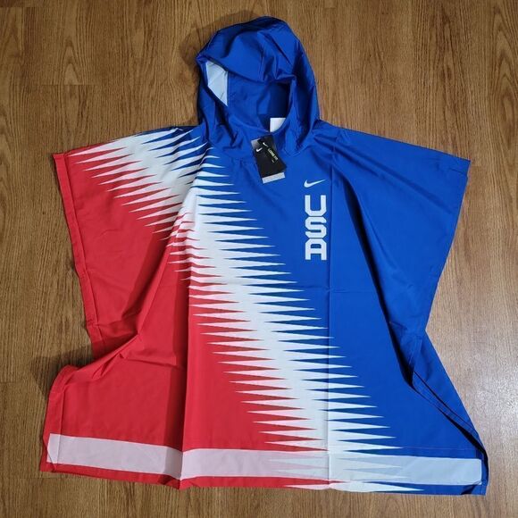 Nike USA Team Marathoner Poncho Jacket Dri-Fit Repel Size Small S Blue Olympics - Picture 3 of 12